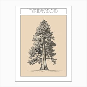Redwood Tree Minimalistic Drawing 3 Poster Canvas Print