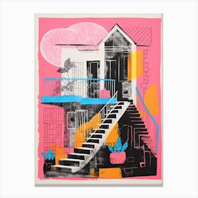 A House In Cape Town, Abstract Risograph Style 1 Canvas Print