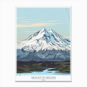 Mount St Helens Usa Color Line Drawing 4 Poster Canvas Print