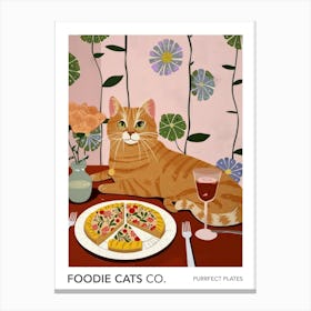 Foodie Cats Co Cat And Pizza 3 Canvas Print