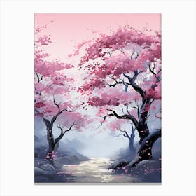 Cherry Blossom Illustration Wall Art 1 Canvas Print
