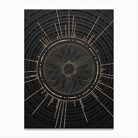 Geometric Glyph Symbol in Gold with Radial Array Lines on Dark Gray n.0241 Canvas Print