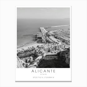 Alicante Spain Black And White Canvas Print