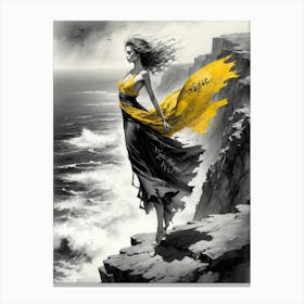 Woman On A Cliff 1 Canvas Print