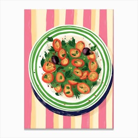 A Plate Of Tomato Salad Top View Food Illustration 4 Canvas Print