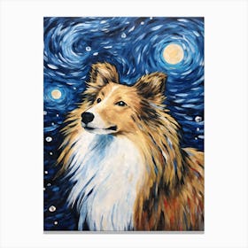 Shetland Sheepdog Starry Night Dog Portrait Canvas Print