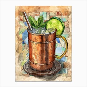 Moscow Mule Watercolour Illustration 2 Canvas Print