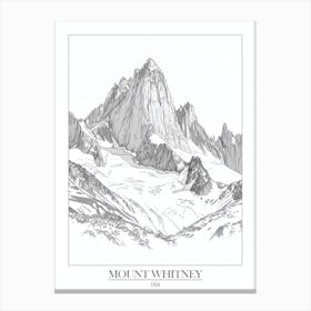 Mount Whitney Usa Line Drawing 5 Poster Canvas Print