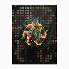 Vintage Peach Fruit Wreath on Dot Bokeh Pattern n.0018 Canvas Print