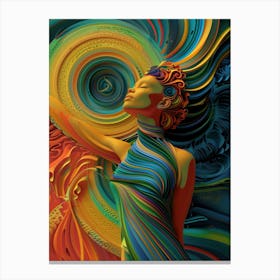Colorful, bright positive, portrait of a woman, artwork print. "Positively Now" Canvas Print
