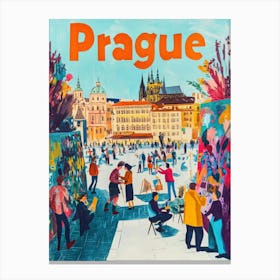 Aihrgdesign A 1970s Inspired Travel Poster For Prague 3 Canvas Print