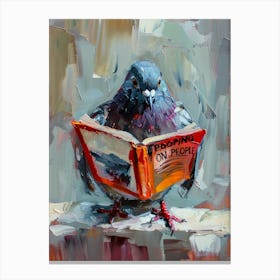 Pigeon Reading A Book Canvas Print