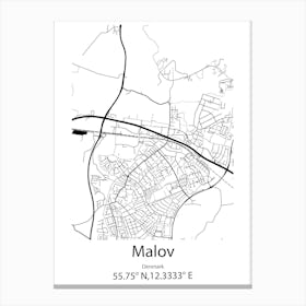 Malov,Denmark Minimalist Map Canvas Print