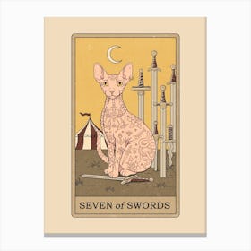 Seven Of Swords Cats Tarot Canvas Print