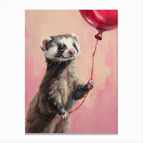 Cute Ferret 1 With Balloon Canvas Print