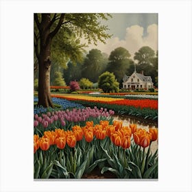 Tulips In The Garden Canvas Print