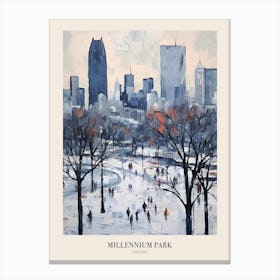 Winter City Park Poster Millennium Park Chicago 3 Canvas Print