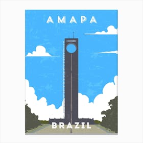 Amapa, Brazil — Retro travel minimalist poster Canvas Print