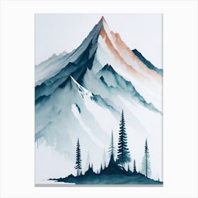 Mountain And Forest In Minimalist Watercolor Vertical Composition 284 Canvas Print