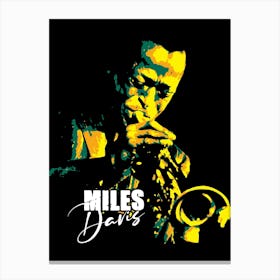 Miles Davis Jazz Trumpeter Legend in Pop Art Illustration Canvas Print