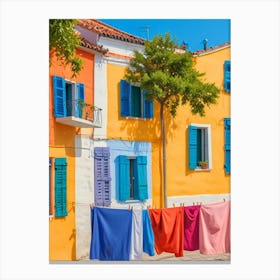 Colorful Houses In Greece Canvas Print