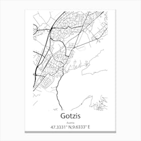 Gotzis,Austria Minimalist Map Canvas Print