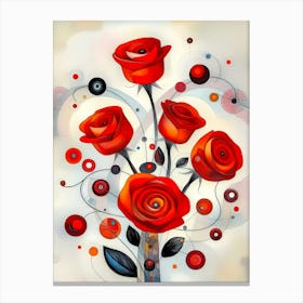 Whispers of Red: A Dance of Roses Canvas Print