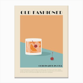 Old Fashioned Cocktail Print Canvas Print