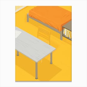 Room With A Bed And Desk Canvas Print