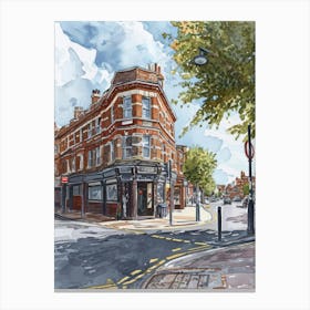 Redbridge London Borough   Street Watercolour 2 Canvas Print