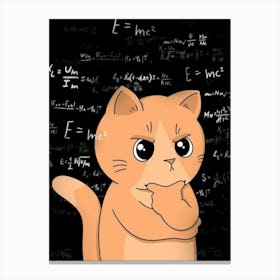 Cat With Equations Canvas Print