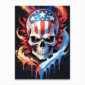 American Flag Floral Face Evil Death Skull (13) Canvas Print