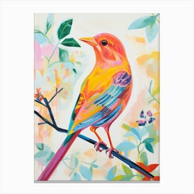 Colourful Bird Painting Lark 1 Canvas Print