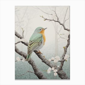 Ohara Koson Inspired Bird Painting Robin 3 Canvas Print