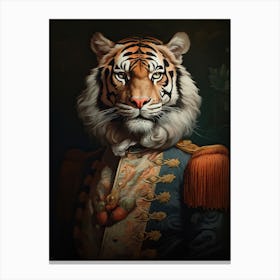 Tiger Art In Rococo Style 2 Canvas Print
