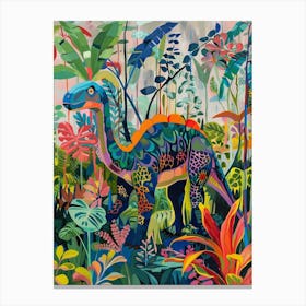 Colourful Dinosaur In The Wild Painting 1 Canvas Print