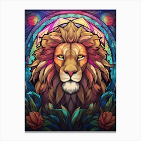 Lion Art Painting Stained Glass Style 3 Canvas Print