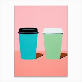 Two Colourful Take Away Coffee Cups Canvas Print