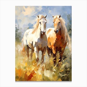 Horses Painting In Transylvania, Romania 1 Canvas Print