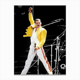 Freddie Mercury Of The Band Queen At Live Aid On July 13, 1985 In London Canvas Print