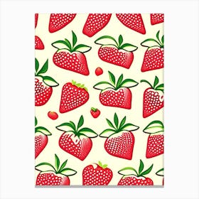 Strawberry Repeat Pattern, Fruit, Marker Art Illustration 1 Canvas Print