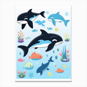 Kids Orca Whale Cartoon 2 Canvas Print
