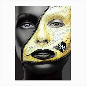 Black Woman With A Yellow Mask Canvas Print