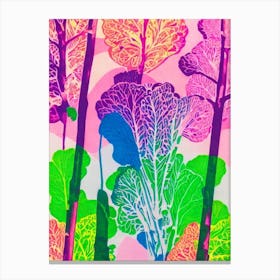 Escarole 2 Risograph Retro Poster vegetable Canvas Print