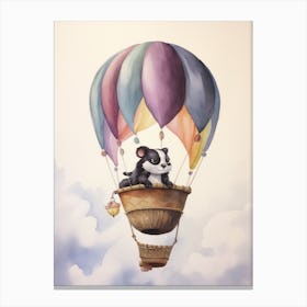 Baby Skunk In A Hot Air Balloon Canvas Print