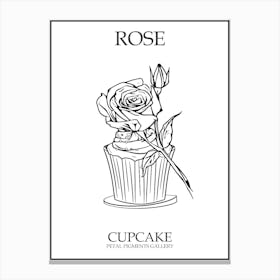 Rose Cupcake Line Drawing 3 Poster Canvas Print