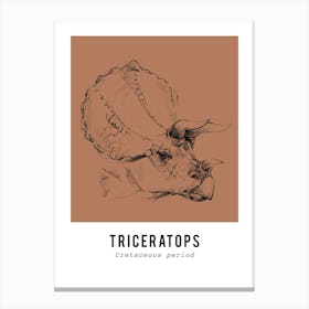 Triceratops Drawing, Dinosaur Boys Room Decor Canvas Print