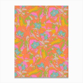 TULIP DREAMS Abstract Retro Floral in 1970s Vintage Colours Canvas Print