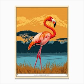 Greater Flamingo Lake Nakuru Nakuru Kenya Tropical Illustration 1 Poster Canvas Print