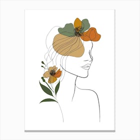 Woman Portrait Monoline Minimalist Hand Drawing Boho Illustration (8) Canvas Print